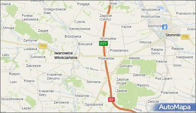 mapa Poskwitów, Poskwitów na mapie Targeo
