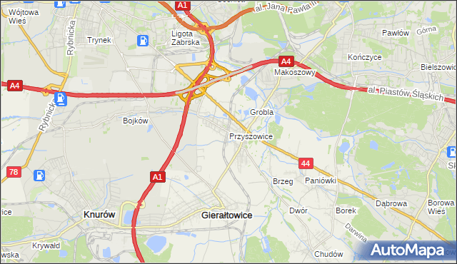 mapa Przyszowice, Przyszowice na mapie Targeo