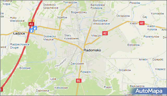 mapa Radomsko, Radomsko na mapie Targeo