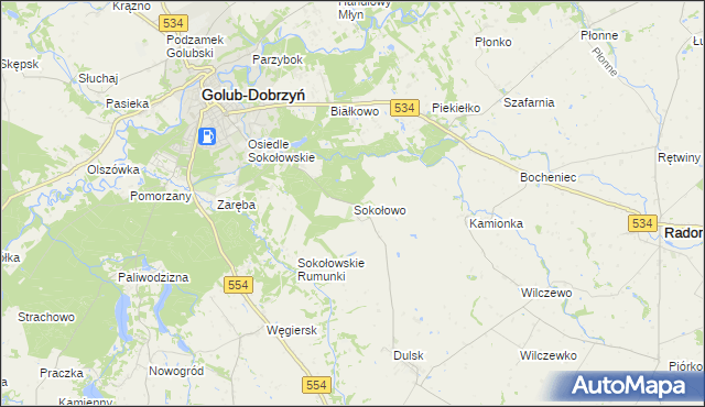 mapa Sokołowo gmina Golub-Dobrzyń, Sokołowo gmina Golub-Dobrzyń na mapie Targeo