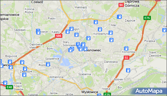 mapa Sosnowca, Sosnowiec na mapie Targeo