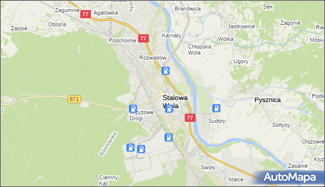 mapa Stalowa Wola, Stalowa Wola na mapie Targeo