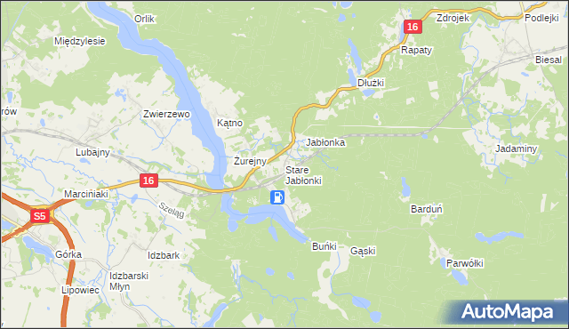 mapa Stare Jabłonki, Stare Jabłonki na mapie Targeo