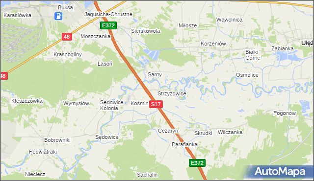 mapa Strzyżowice gmina Żyrzyn, Strzyżowice gmina Żyrzyn na mapie Targeo