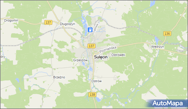 mapa Sulęcin, Sulęcin na mapie Targeo