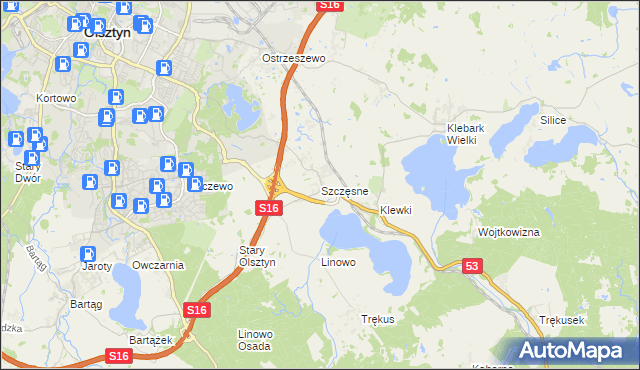 mapa Szczęsne gmina Purda, Szczęsne gmina Purda na mapie Targeo