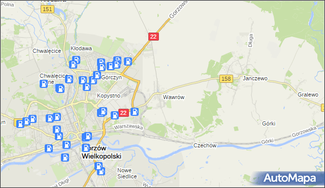 mapa Wawrów, Wawrów na mapie Targeo