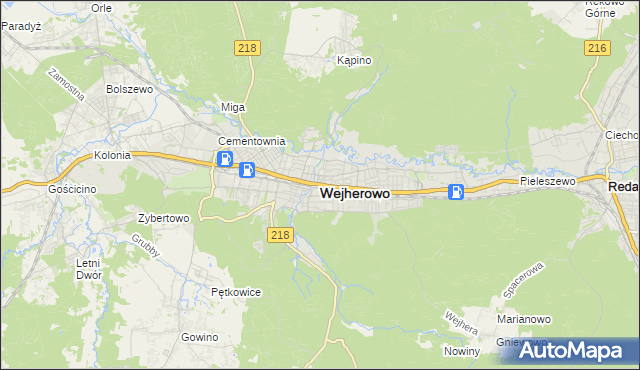 mapa Wejherowo, Wejherowo na mapie Targeo