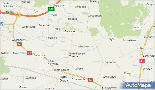 mapa Wiktorów gmina Biała, Wiktorów gmina Biała na mapie Targeo