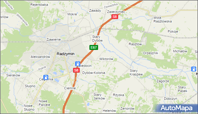 mapa Wiktorów gmina Radzymin, Wiktorów gmina Radzymin na mapie Targeo