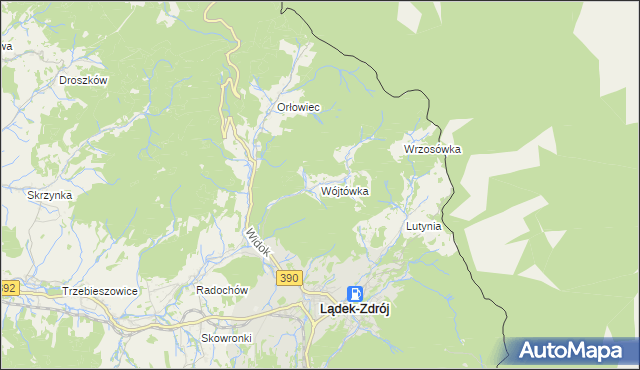 mapa Wójtówka gmina Lądek-Zdrój, Wójtówka gmina Lądek-Zdrój na mapie Targeo