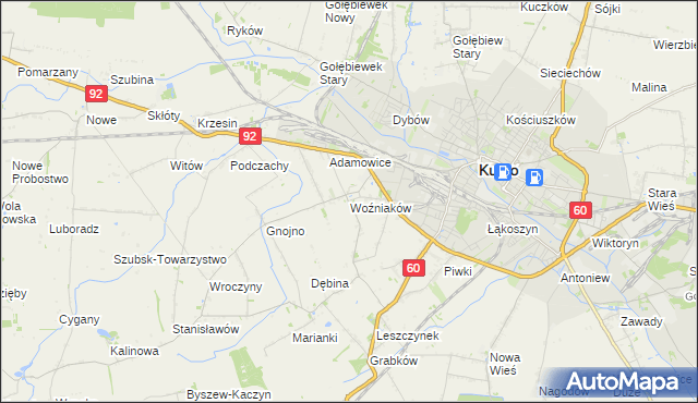 mapa Woźniaków, Woźniaków na mapie Targeo