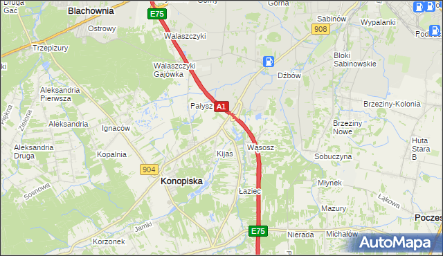 mapa Wygoda gmina Konopiska, Wygoda gmina Konopiska na mapie Targeo