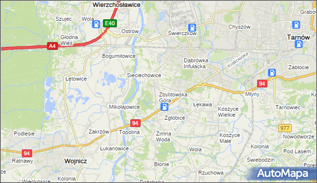 mapa Zbylitowska Góra, Zbylitowska Góra na mapie Targeo