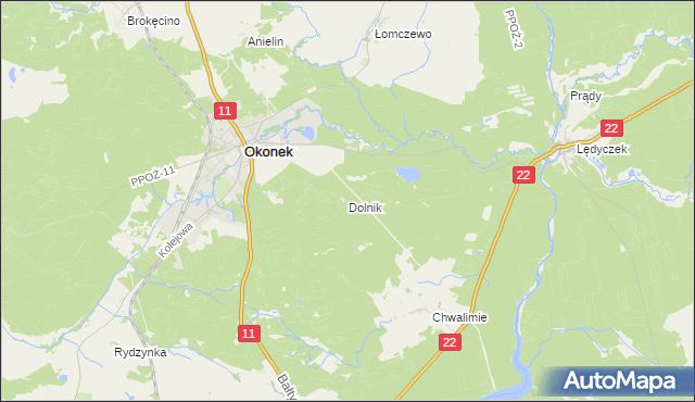 mapa Dolnik gmina Okonek, Dolnik gmina Okonek na mapie Targeo