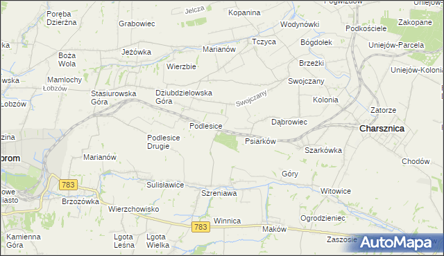 mapa Gajówka gmina Charsznica, Gajówka gmina Charsznica na mapie Targeo