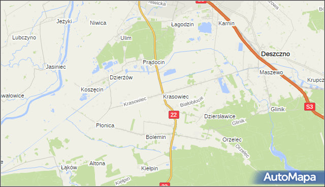 mapa Krasowiec, Krasowiec na mapie Targeo