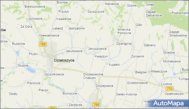 mapa Kwaszyn, Kwaszyn na mapie Targeo