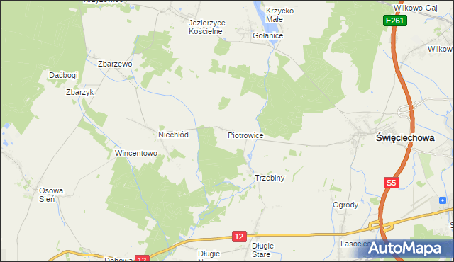 mapa Piotrowice gmina Święciechowa, Piotrowice gmina Święciechowa na mapie Targeo