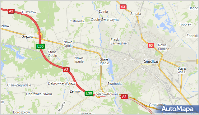 mapa Stare Iganie, Stare Iganie na mapie Targeo