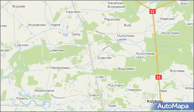 mapa Sulęcinek, Sulęcinek na mapie Targeo