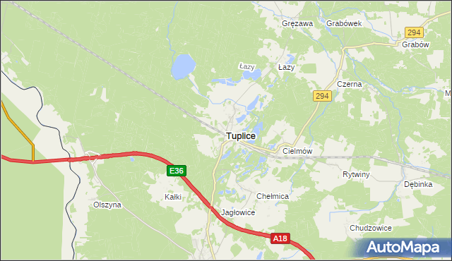 mapa Tuplice, Tuplice na mapie Targeo