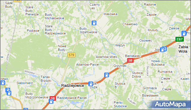 mapa Adamów-Wieś, Adamów-Wieś na mapie Targeo