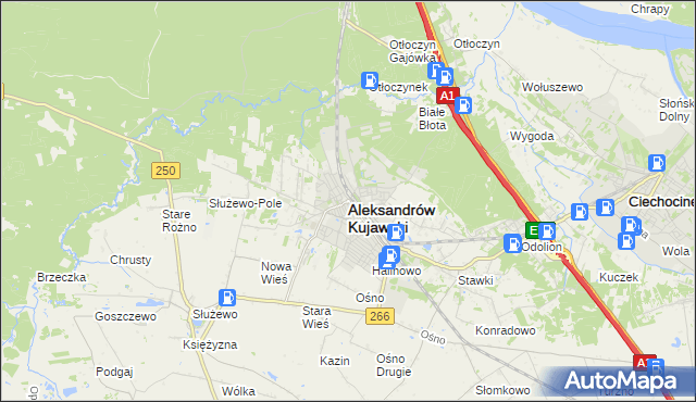 mapa Aleksandrów Kujawski, Aleksandrów Kujawski na mapie Targeo