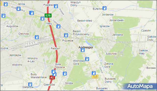 mapa Andrespol, Andrespol na mapie Targeo