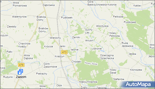 mapa Babiniec gmina Zadzim, Babiniec gmina Zadzim na mapie Targeo