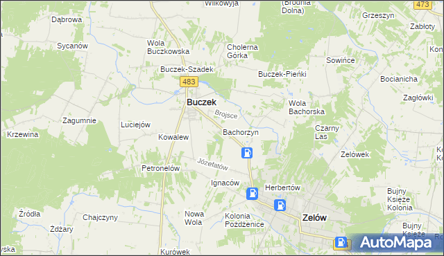 mapa Bachorzyn, Bachorzyn na mapie Targeo