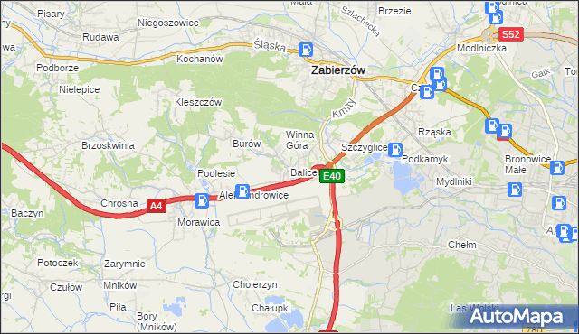 mapa Balice gmina Zabierzów, Balice gmina Zabierzów na mapie Targeo