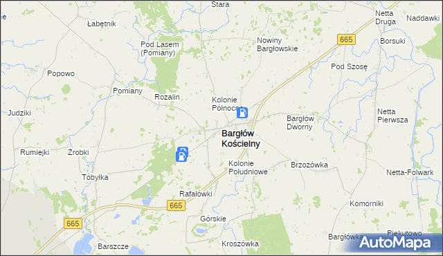 mapa Bargłów Kościelny, Bargłów Kościelny na mapie Targeo