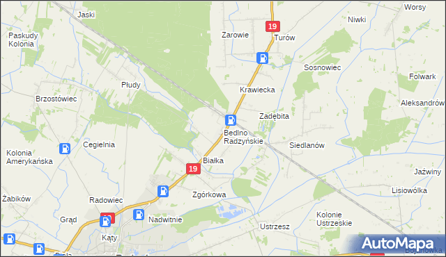 mapa Bedlno Radzyńskie, Bedlno Radzyńskie na mapie Targeo