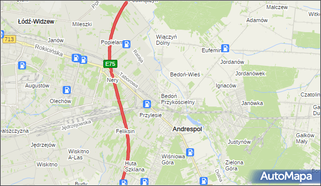 mapa Bedoń Przykościelny, Bedoń Przykościelny na mapie Targeo