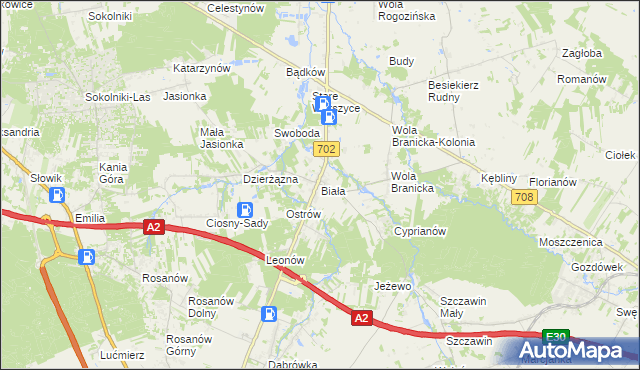 mapa Biała gmina Zgierz, Biała gmina Zgierz na mapie Targeo