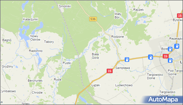 mapa Biała Góra gmina Lubawa, Biała Góra gmina Lubawa na mapie Targeo