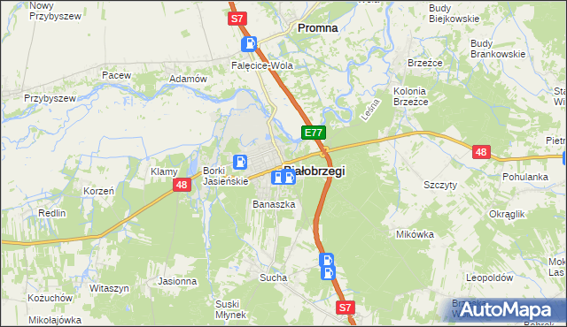 mapa Białobrzegi, Białobrzegi na mapie Targeo