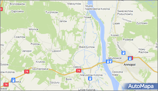 mapa Biedrzychów gmina Ożarów, Biedrzychów gmina Ożarów na mapie Targeo