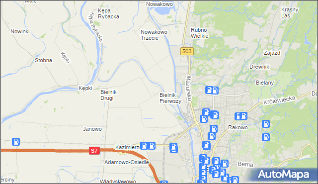 mapa Bielnik Pierwszy, Bielnik Pierwszy na mapie Targeo