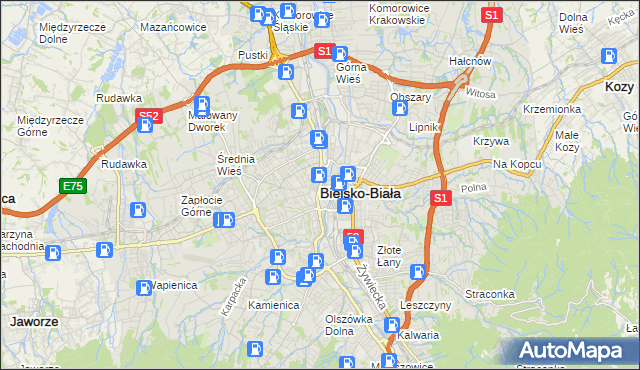 mapa Bielsko-Białej, Bielsko-Biała na mapie Targeo