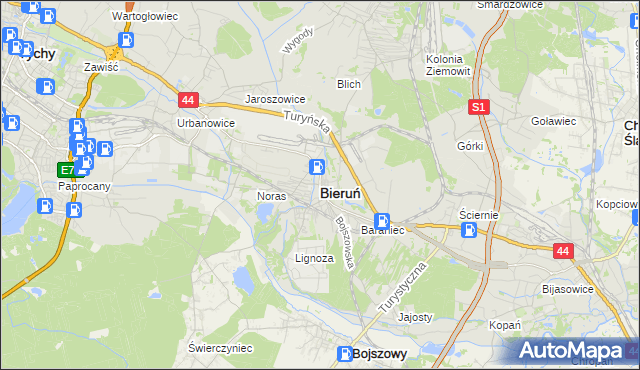 mapa Bieruń, Bieruń na mapie Targeo