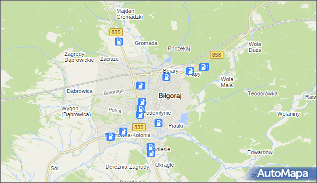 mapa Biłgoraj, Biłgoraj na mapie Targeo