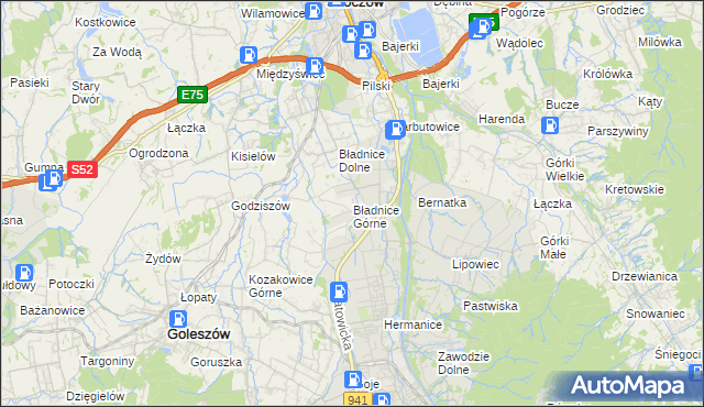 mapa Bładnice Górne, Bładnice Górne na mapie Targeo