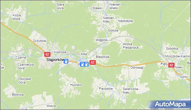 mapa Błaszków, Błaszków na mapie Targeo