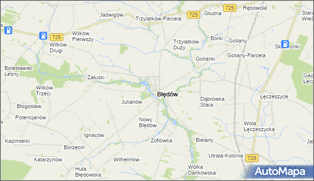 mapa Błędów powiat grójecki, Błędów powiat grójecki na mapie Targeo