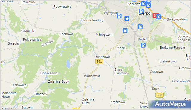 mapa Bledzewo, Bledzewo na mapie Targeo