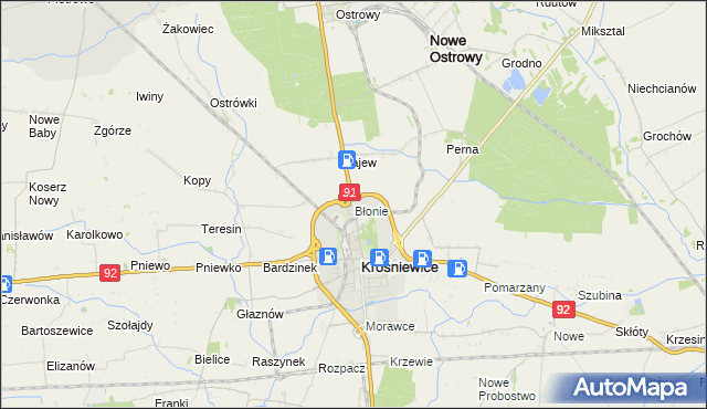 mapa Błonie gmina Krośniewice, Błonie gmina Krośniewice na mapie Targeo