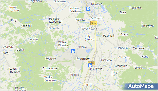 mapa Błonie gmina Przecław, Błonie gmina Przecław na mapie Targeo