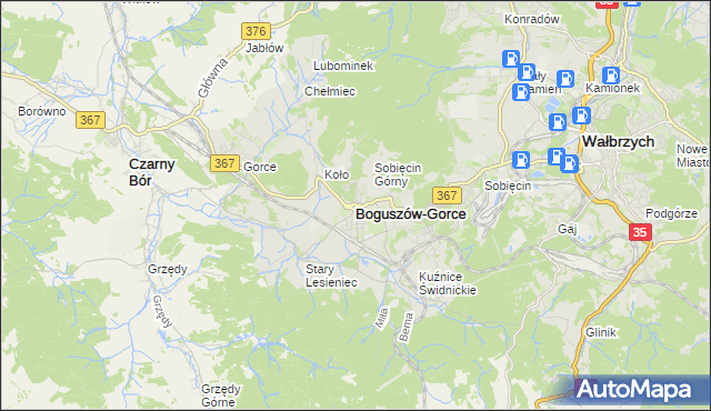 mapa Boguszów-Gorce, Boguszów-Gorce na mapie Targeo